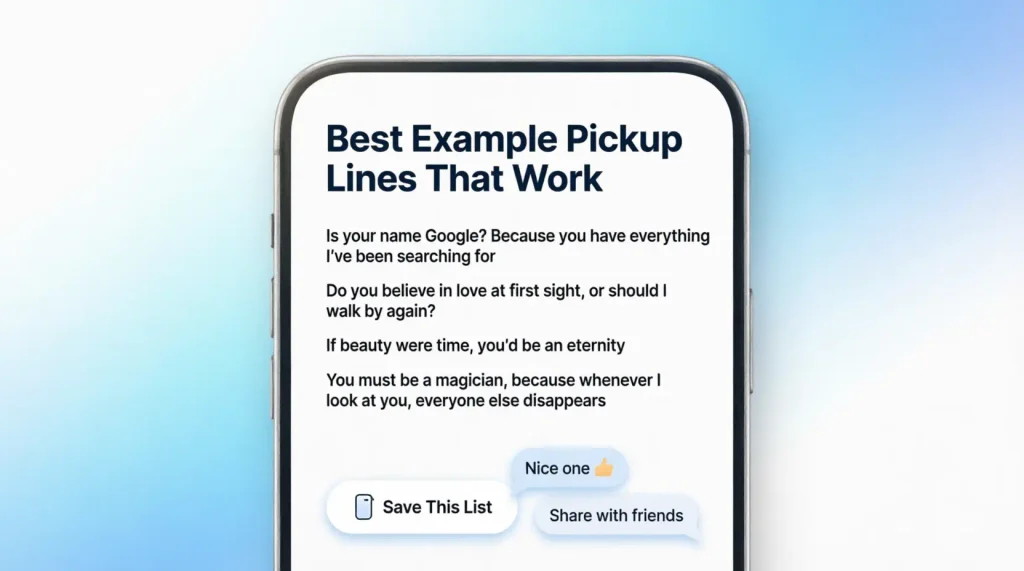 Example Pickup Lines for Texting